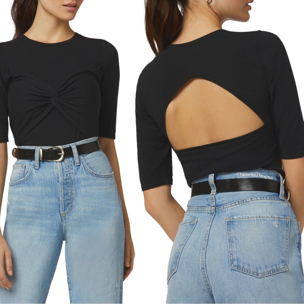 Favorite Daughter twist front cut out shirt in Black - Sz Medium